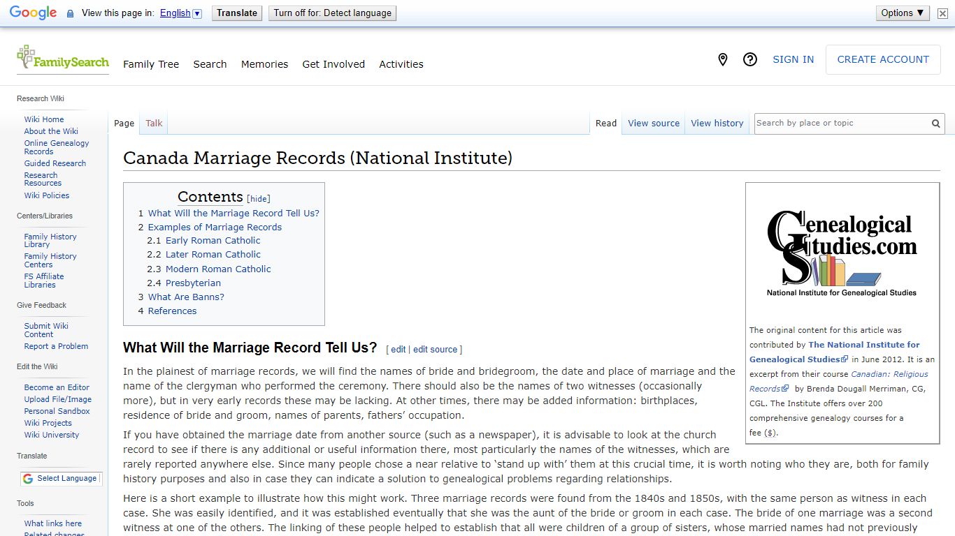 Canada Marriage Records (National Institute) • FamilySearch